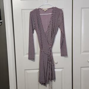Michael‎ Kors Women's Multi-colored Chevron Wrap Knee Length Dress Size SM